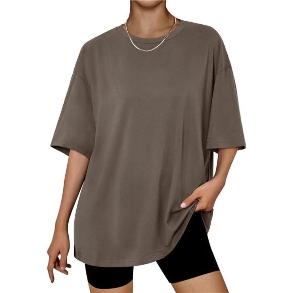 Womens Oversized Summer T Shirts Business Casual Dressy Shorts Brown